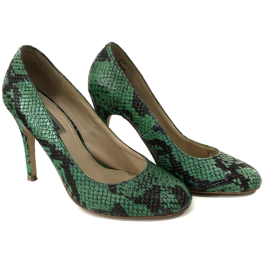 Steve Madden Green Snakeskin Aspiree Heels - Picture 2 of 7